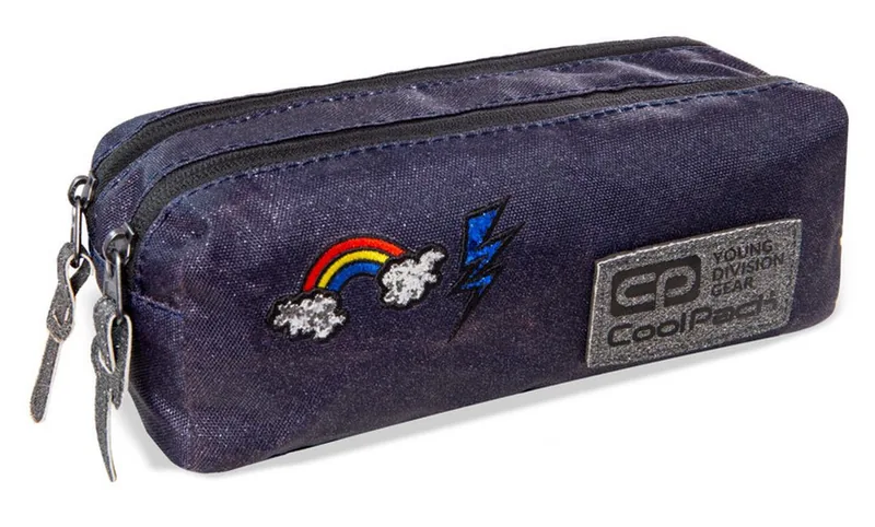Penar Scolar Cool Pack Edge Dreptunghiular Sparkling Badges Jeans cu 2 Fermoare