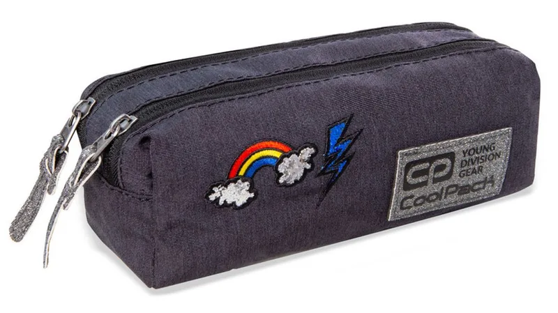 Penar Scolar Cool Pack Edge Sparkling Badges Gri cu 2 Fermoare