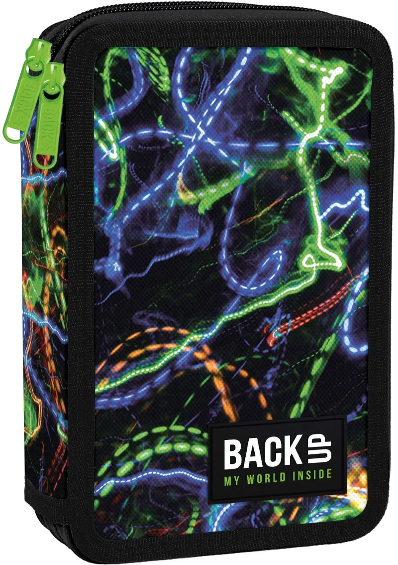 Penar Scolar cu Rechizite BackUp DW Neon 2 Fermoare