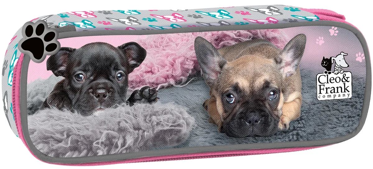 Penar Școlar Derform Cleo & Frank Puppies Oval cu Fermoar
