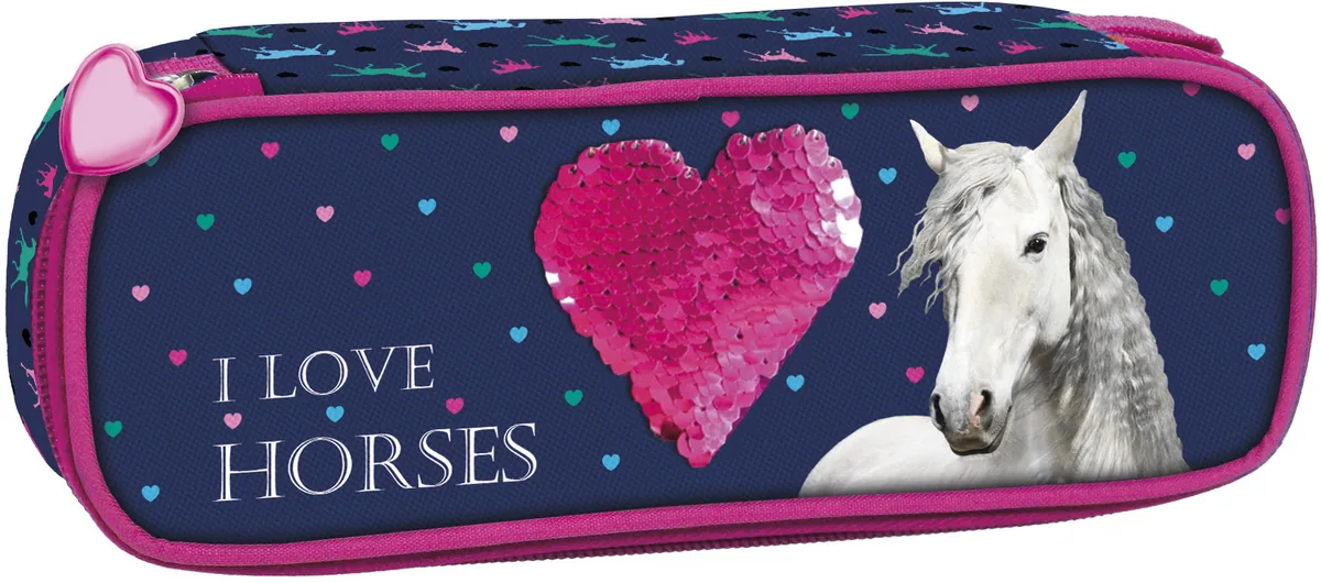 Penar Scolar Derform Horses Oval cu 1 Fermoar
