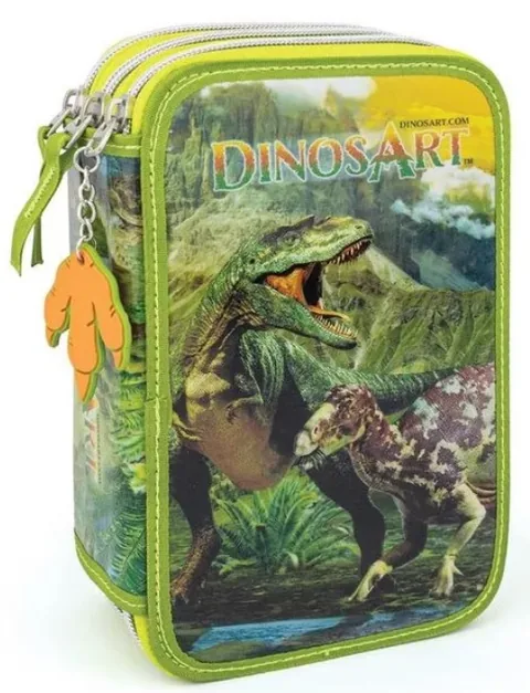 Penar Scolar Echipat DinosArt Dinozaurii cu 3 Fermoare