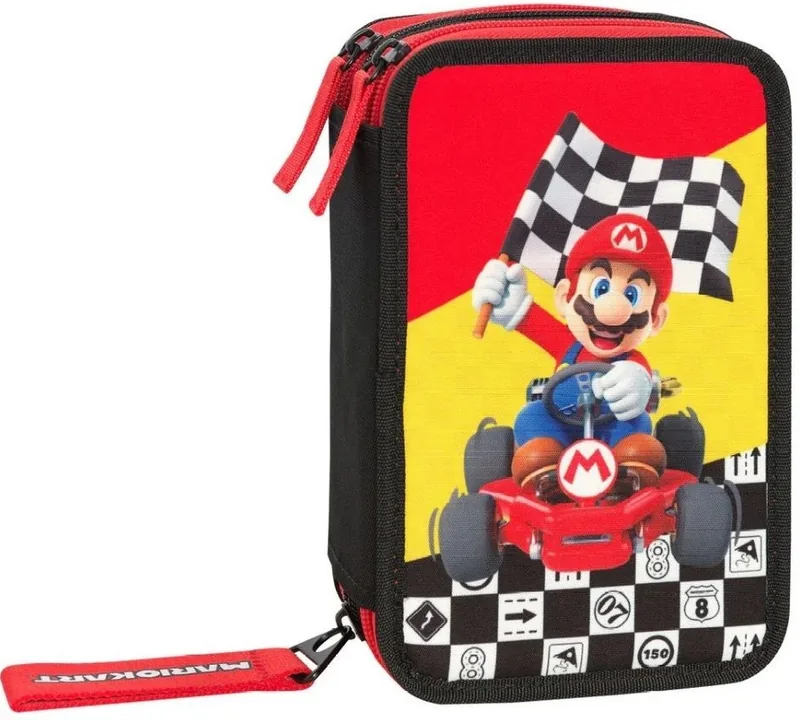 Penar Scolar Echipat Panini Super Mario Mariocart Red 3 Fermoare