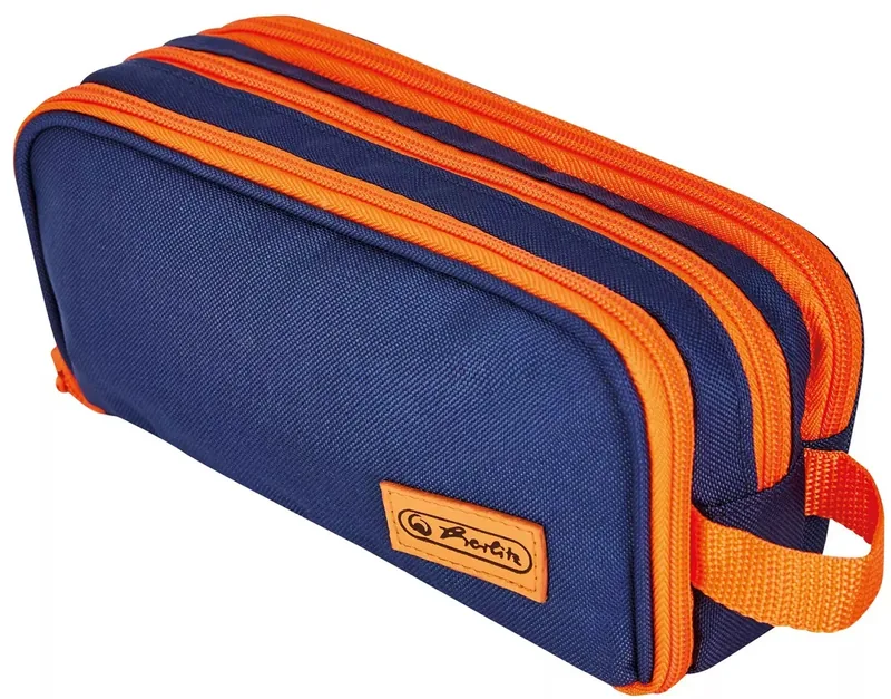 Penar Scolar Herlitz 3 Fermoare Albastru Neon Portocaliu