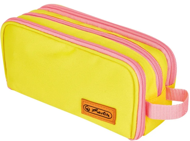 Penar Școlar Herlitz 3 Fermoare Galben Neon Roz Deschis