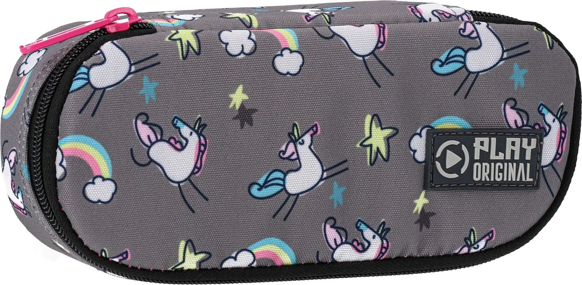 Penar Scolar Play Rainbow Unicorn Oval cu 1 Fermoar