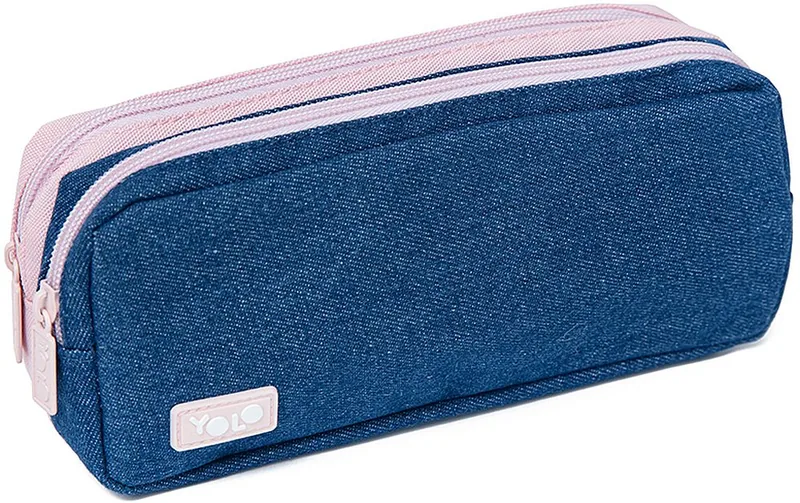 Penar Școlar YOLO Denim Bowtie cu 2 Fermoare