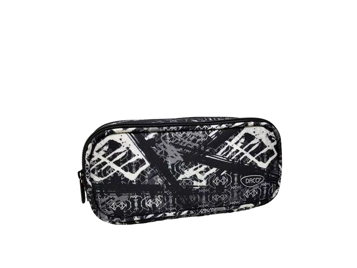 Penar Tip Etui Daco PE696 2 Fermoare Gri Negru