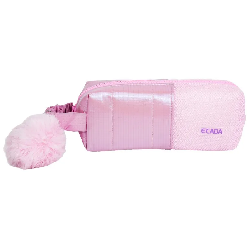 Penar Tip Etui Ecada 20x6x7cm Roz cu Pom-Pom