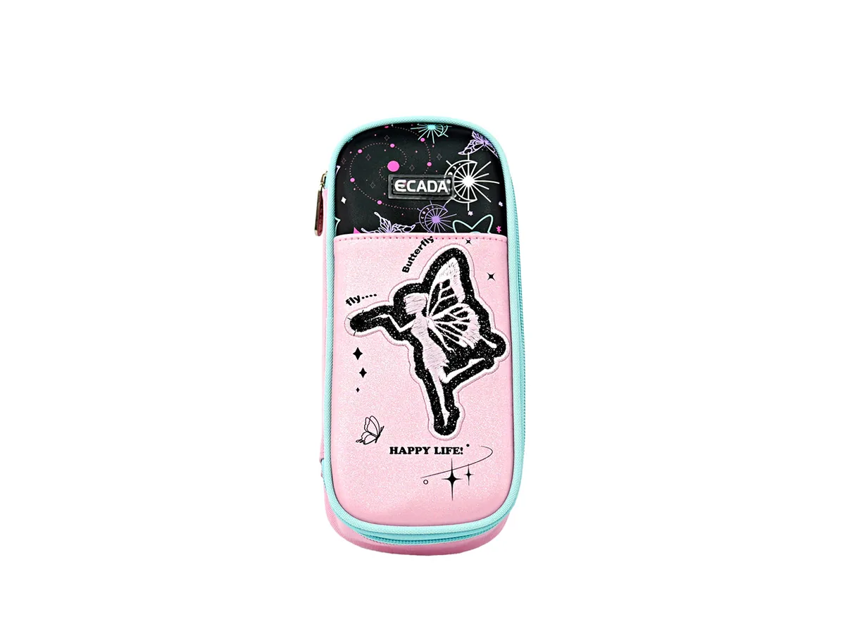 Penar Tip Etui Ecada Butterfly 21.5x5x10cm Roz Pastel