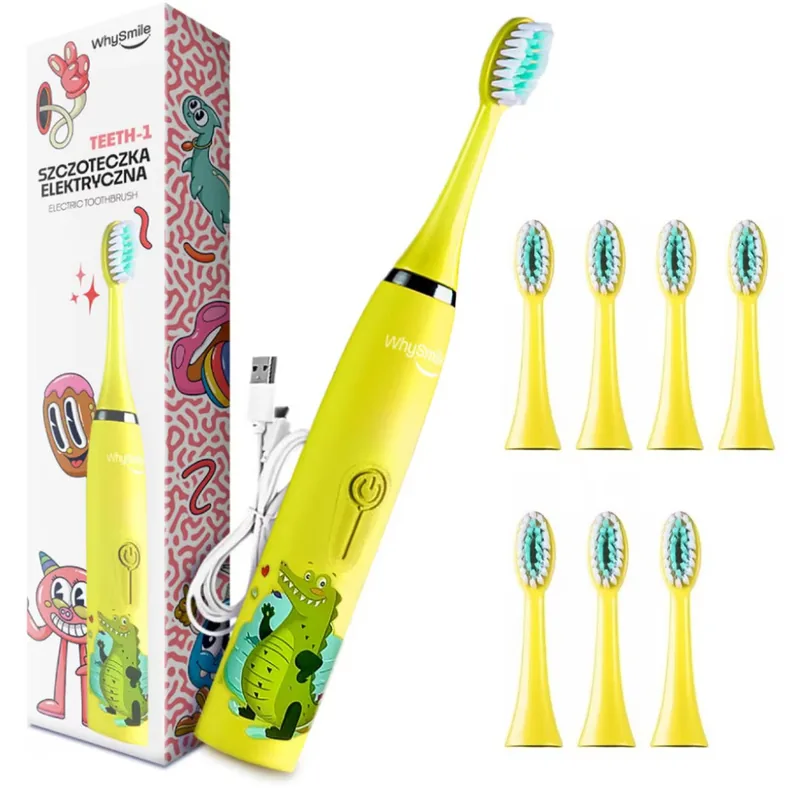 Periuta de Dinti Electrica Sonica WhySmile Copii 8 Capete Galben