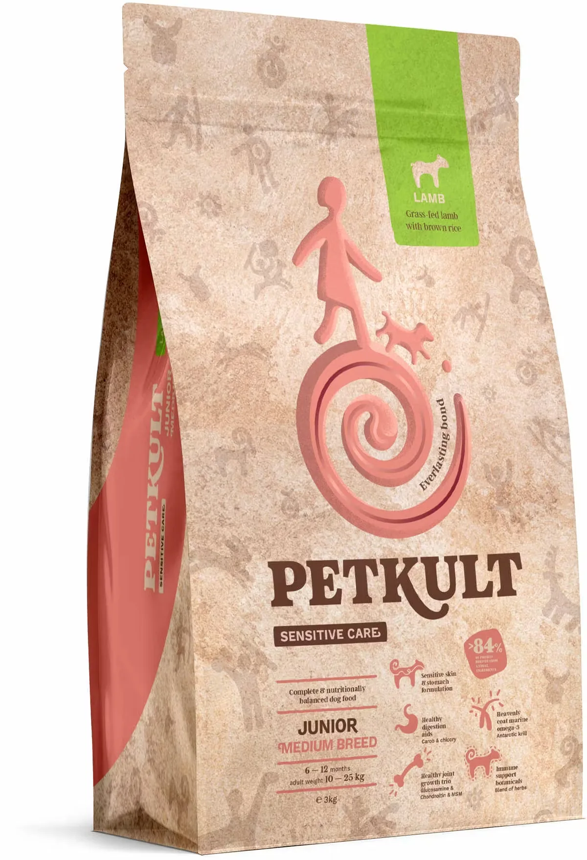 Hrana Uscata pentru Caini Petkult Sensitive Junior Medium Miel si Orez 1kg