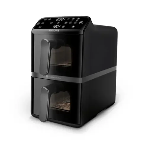 Philips Dual Basket Stacked Seria 4000 10L Negru