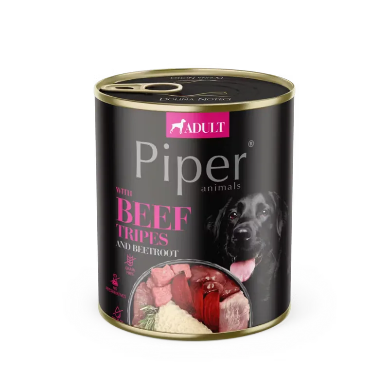 Hrană Umedă pentru Câini Piper Adult Dog Burtă de Vită și Sfeclă 800g