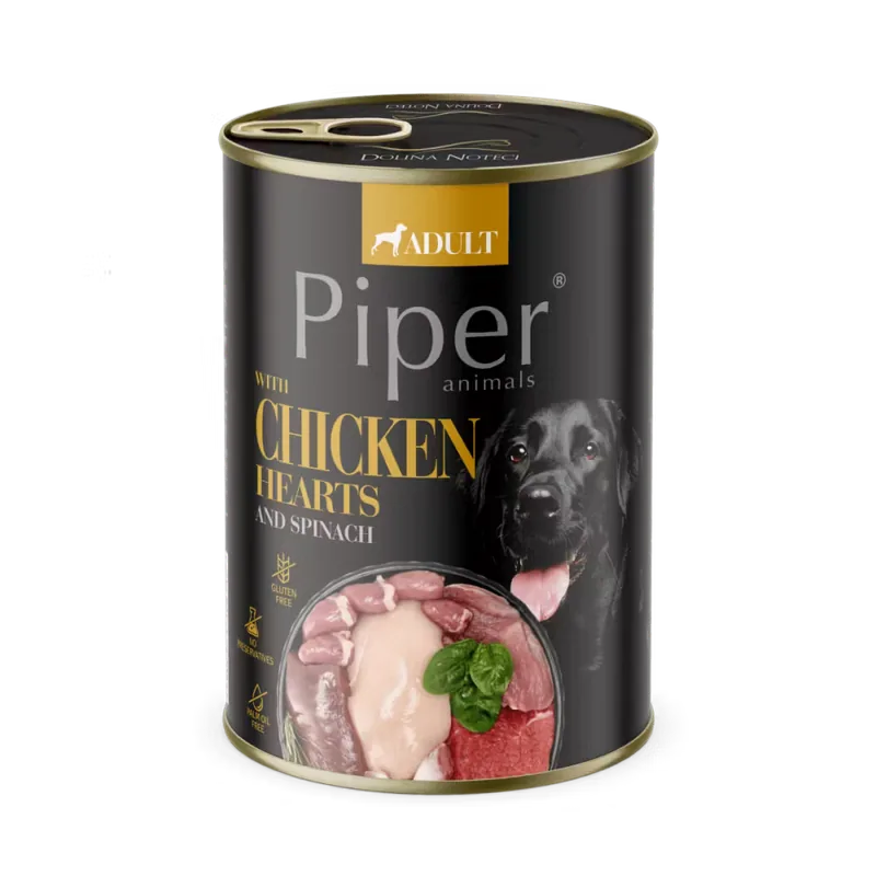Hrana Umeda pentru Caini Piper Adult Dog Inimi de Pui si Spanac 400g