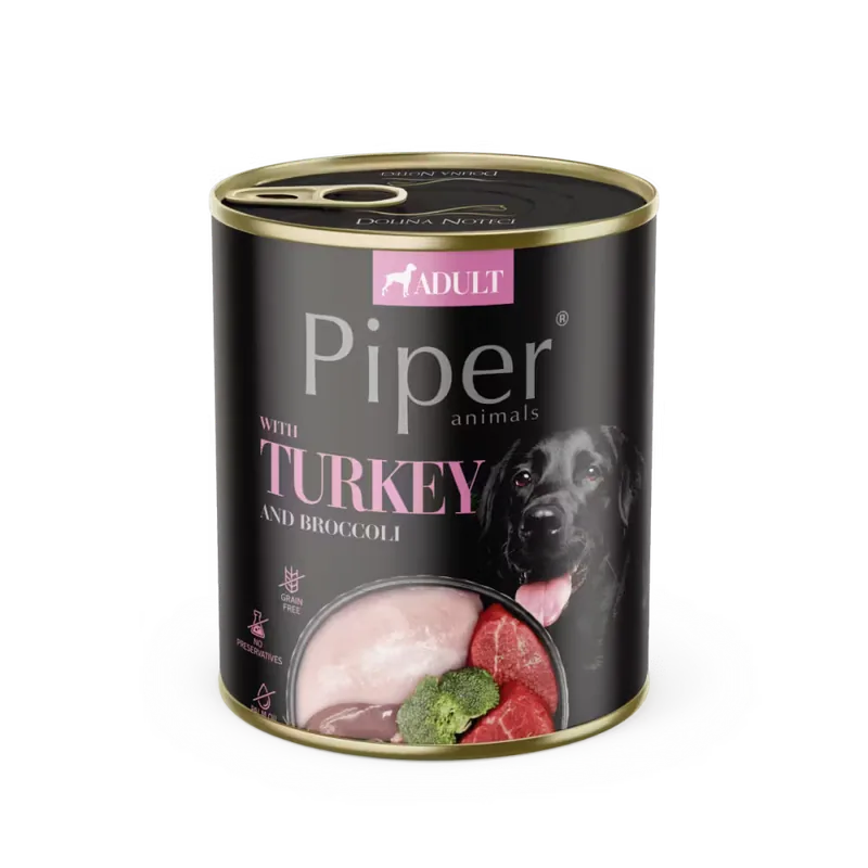Hrana Umeda pentru Caini Piper Adult Dog Carne de Curcan si Broccoli 800g