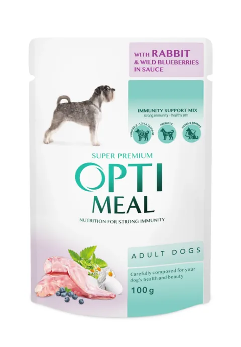 Hrana Umeda pentru Caini Optimeal Iepure si Afine 100g