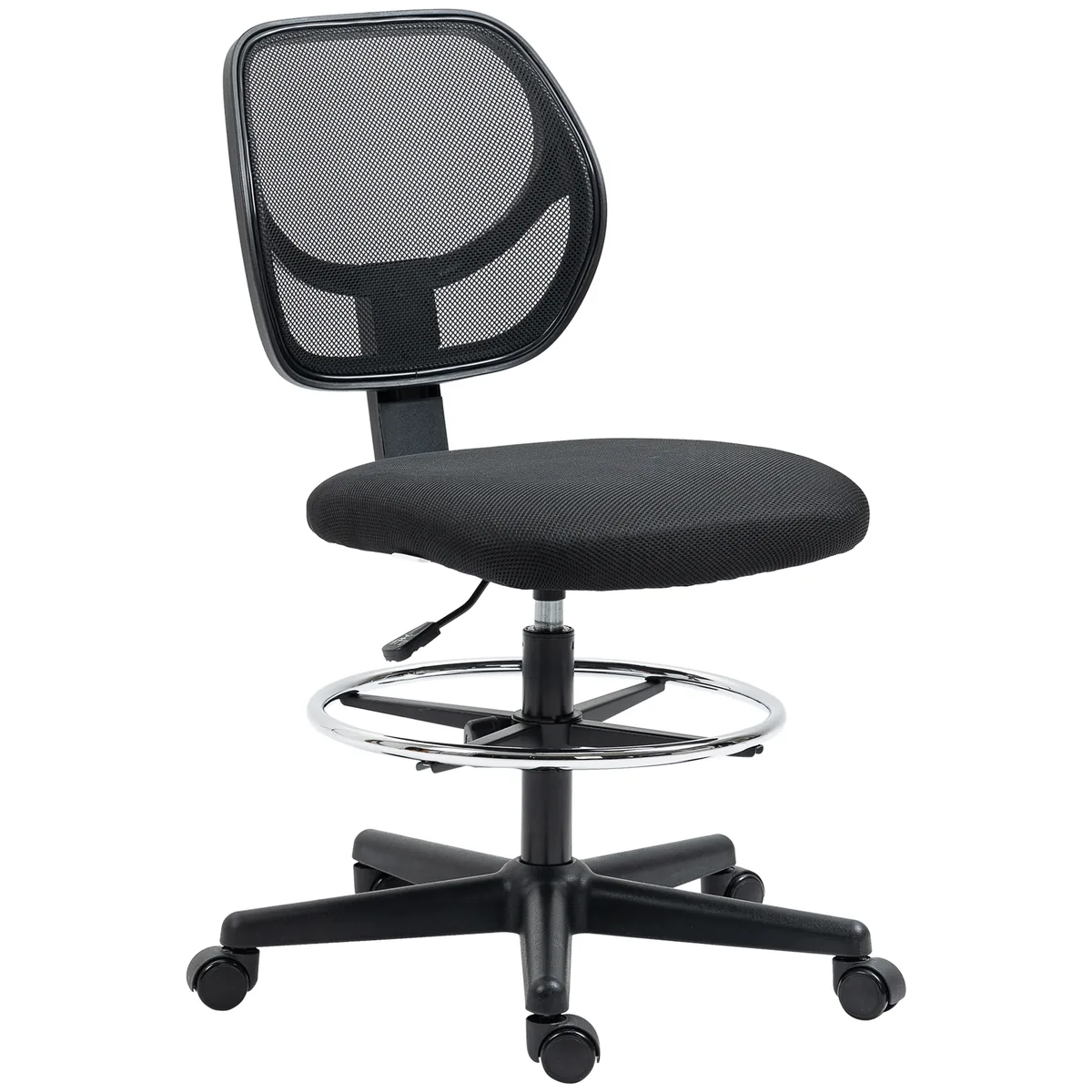 Scaun de Birou Vinsetto Înalt Reglabil Plasă Suport Picior Pivotant 360° Negru