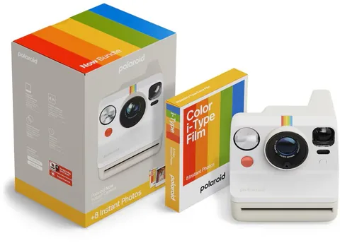 Polaroid Now Gen 3 Pebble White cu Film Color i-Type 8 Fotografii