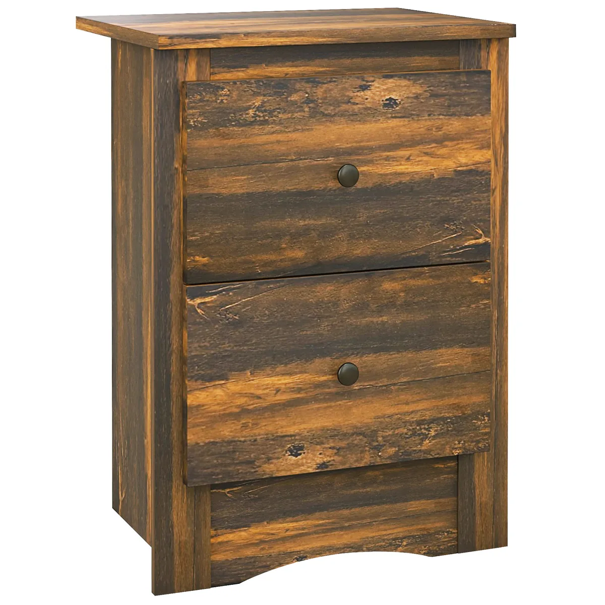 Noptiera HOMCOM Stil Rustic 2 Sertare 40x30x56cm Maro