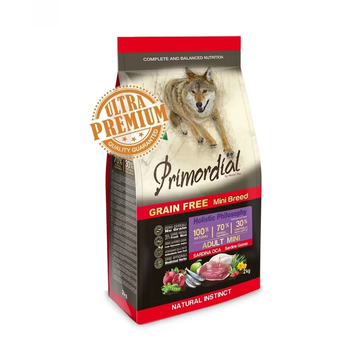Primordial Grain-Free Holistic Dog Adult Mini Sardine si Gasca 2kg