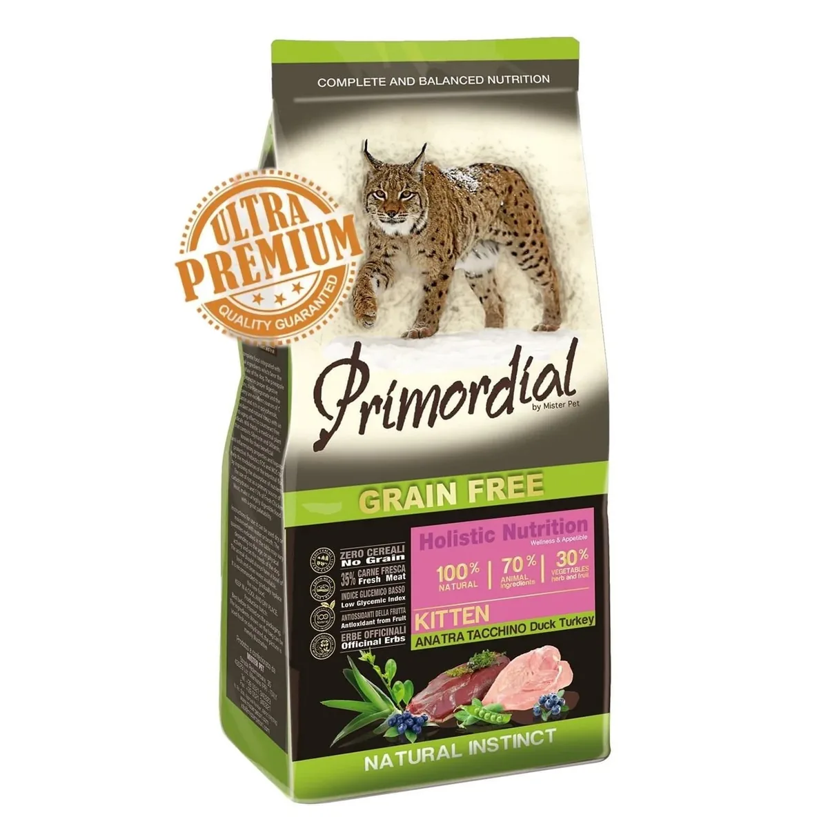 Primordial Grain-Free Holistic Kitten Rata si Curcan 2kg