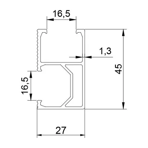 Profil Aluminiu pentru Montaj Panouri Solare Optonica 1.2m 27x45mm - imagine 2