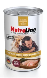 Conserva pentru Câini Nutraline Adult Monoprotein Pui Ulei de Floarea-Soarelui 400g
