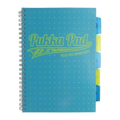 Pukka Pad Project Book Neon Dots A4 200 File Matematica Albastru