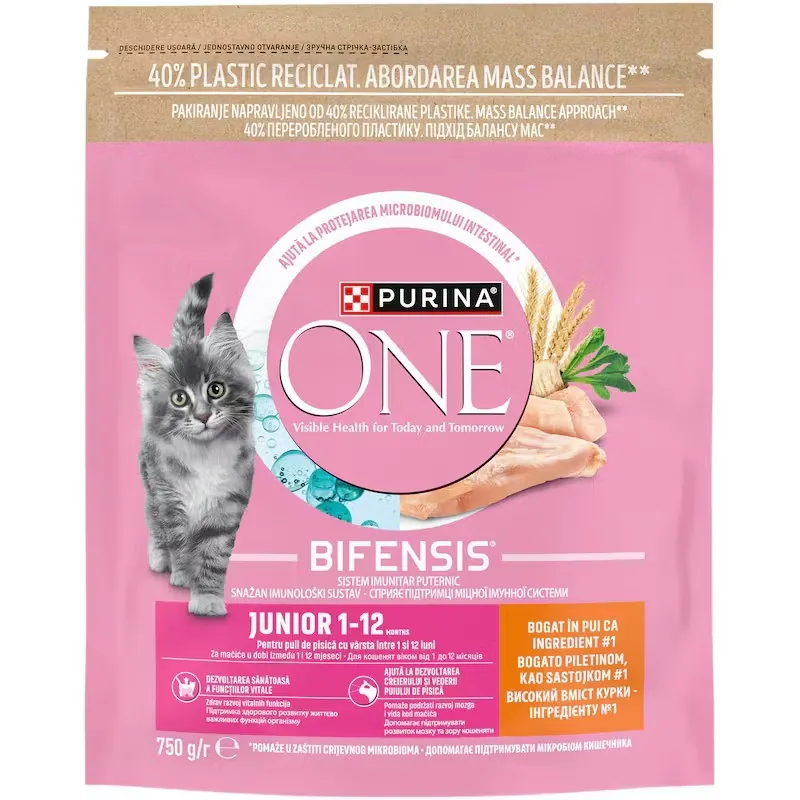 Hrana Uscata Pisici Junior Purina ONE Pui si Cereale Integrale 750g