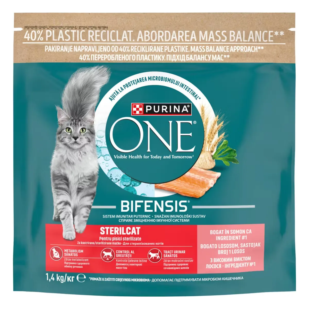 Hrana Uscata Pisici Purina ONE Sterilcat Somon si Cereale Integrale 1.4kg