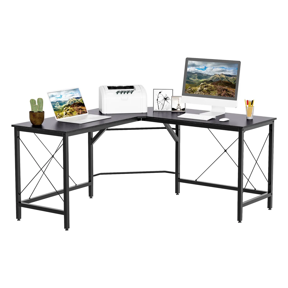 Masa Birou HOMCOM Forma L 150x150x76cm Neagra
