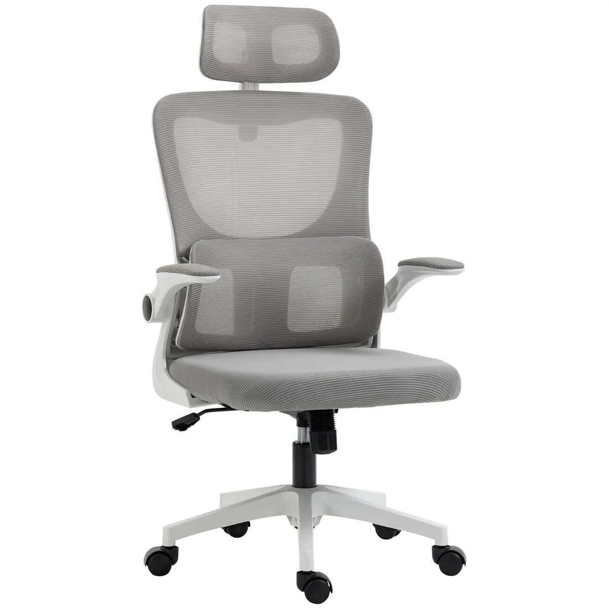 Scaun Ergonomic de Birou Vinsetto Tetieră Reglabilă Suport Lombar Gri