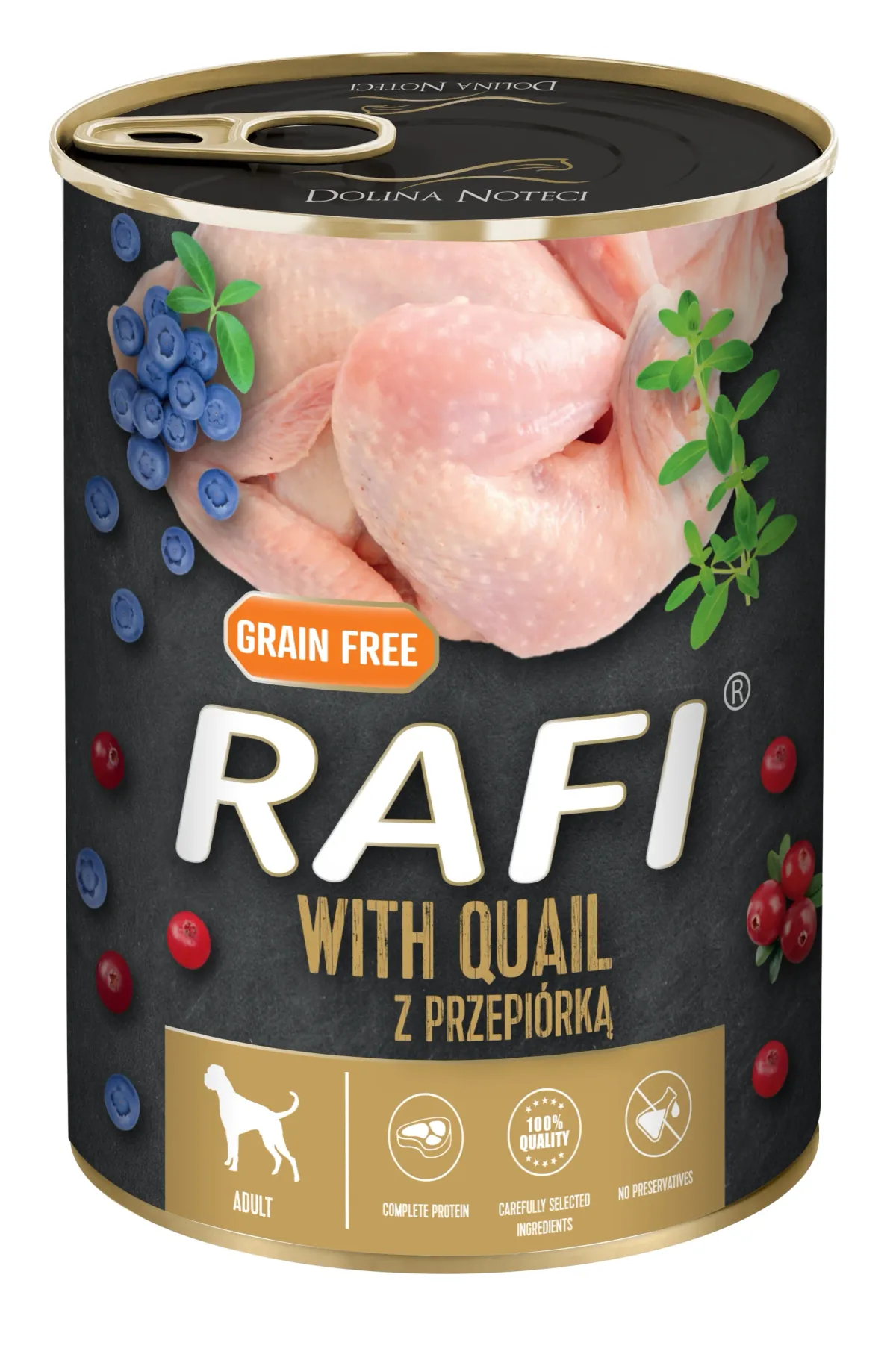 Hrană Umedă pentru Câini Rafi Dog Prepeliță și Afine 400g