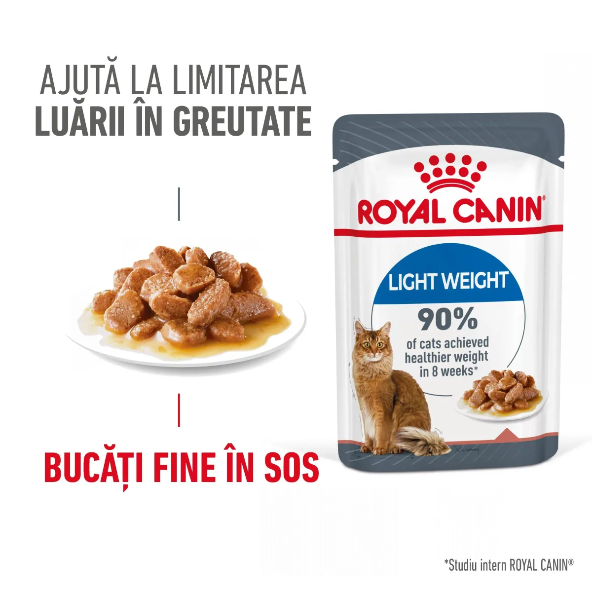 Hrana Umeda pentru Pisici Royal Canin Light Weight Care Adult in Sos 12 x 85g