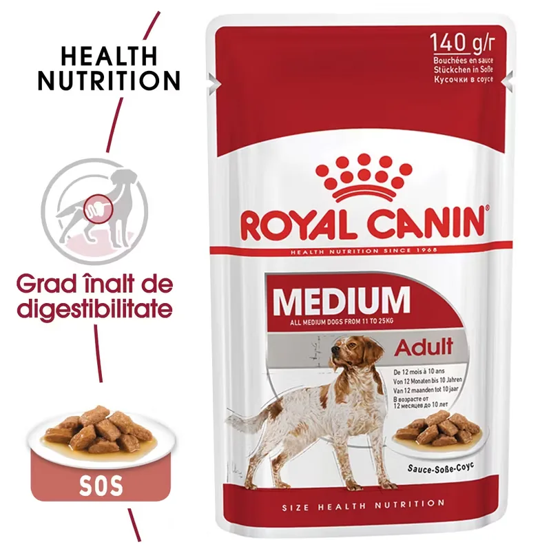 Hrana Umeda pentru Caine Royal Canin Medium Adult 7+ in Sos 140g