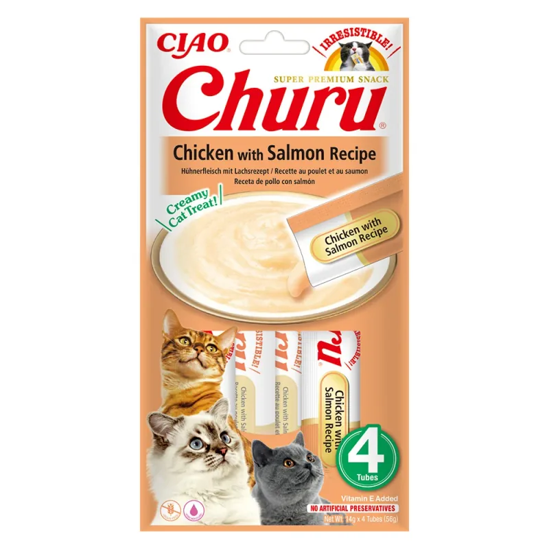 Recompensa Cremoasa pentru Pisici Inaba Churu Pui cu Somon 56g