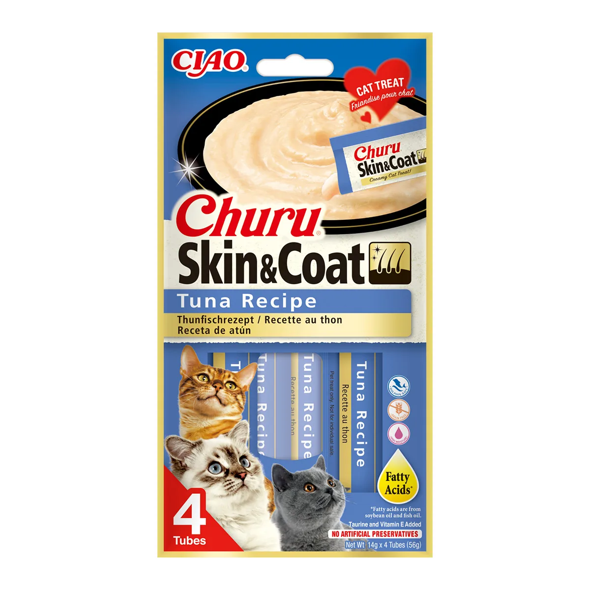 Recompensa pentru Pisici Inaba Churu SkinCoat Ton 4x14g
