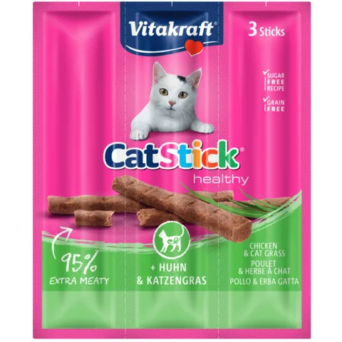 Recompensa pentru Pisici Vitakraft Cat Sticks Pui si Iarba Pisicii 18g