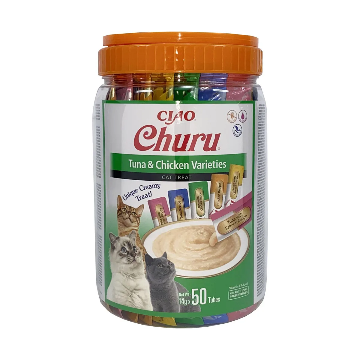 Recompense Cremoase pentru Pisici Inaba Churu Cat Varieties Ton si Pui 50 buc