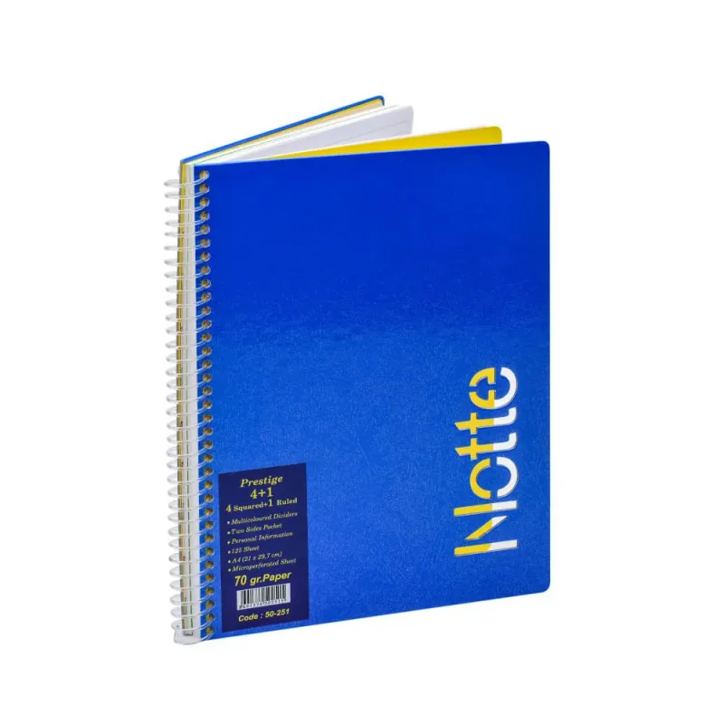 Registru Notte A4 cu Spira 125 File 4 Diviziuni Matematica 1 Dictando Albastru