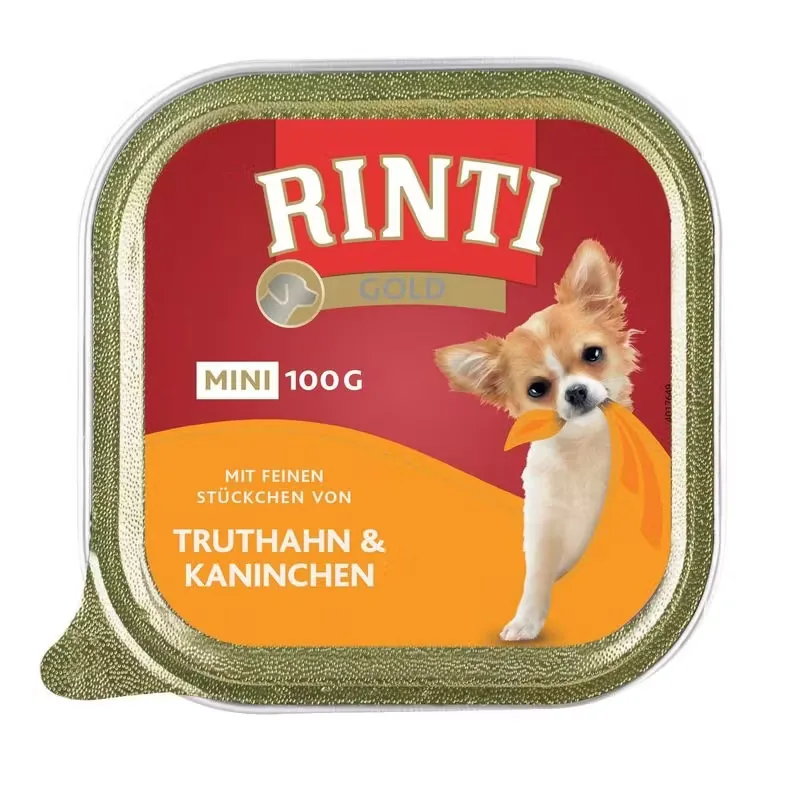 Pate pentru Caini Rinti Gold Mini Curcan si Iepure 100g