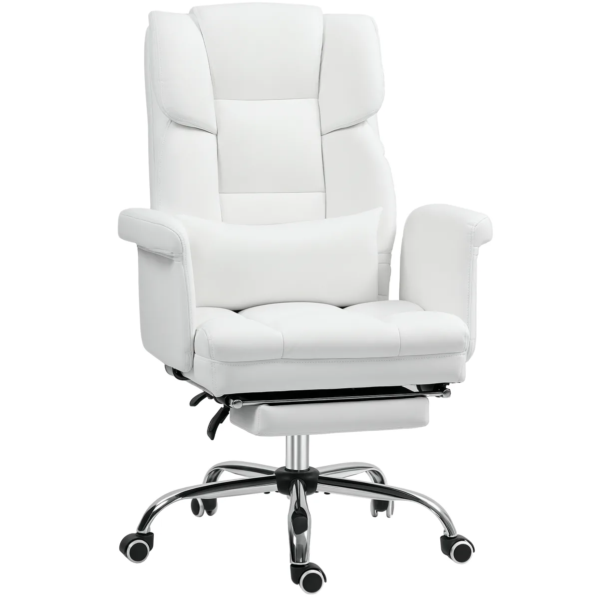 Scaun de Birou HOMCOM Ergonomic Suport Picioare Alb
