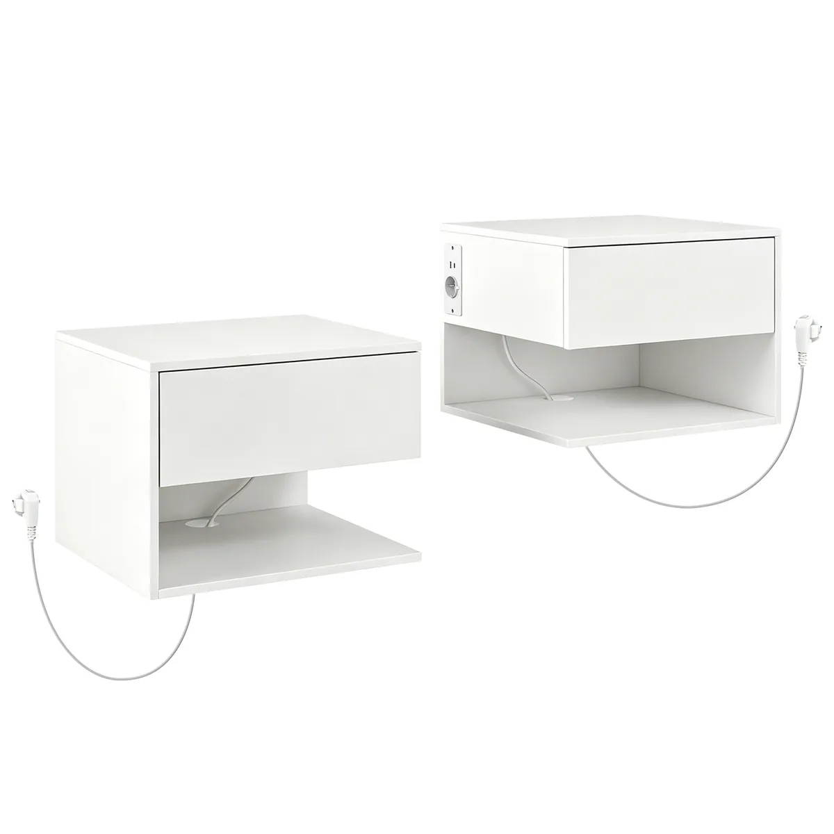 Set Noptiere Suspendate HOMCOM Alb 40x35x30cm