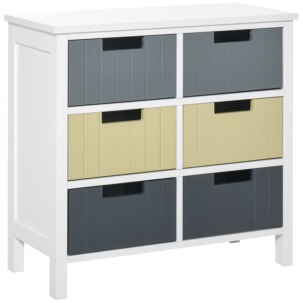 Comodă HOMCOM Lemn 6 Sertare Multicolor 62x28x58 cm