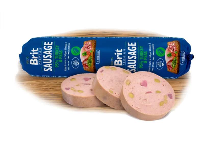 Salam Pentru Caini Brit Premium Curcan Si Mazare 800g