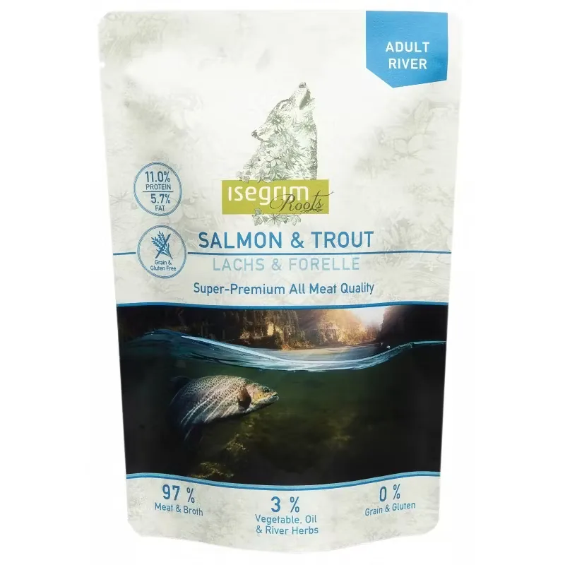 Hrana Umeda Caini Isegrim Dog Adult Salmon & Trout Pouch 410g