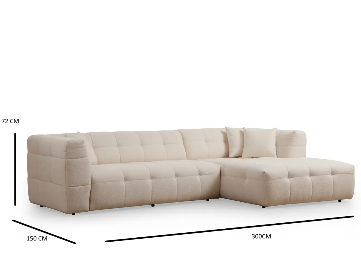 Salvador Cady Coltar Modular Dreapta Bej 300x150x72cm - imagine 7