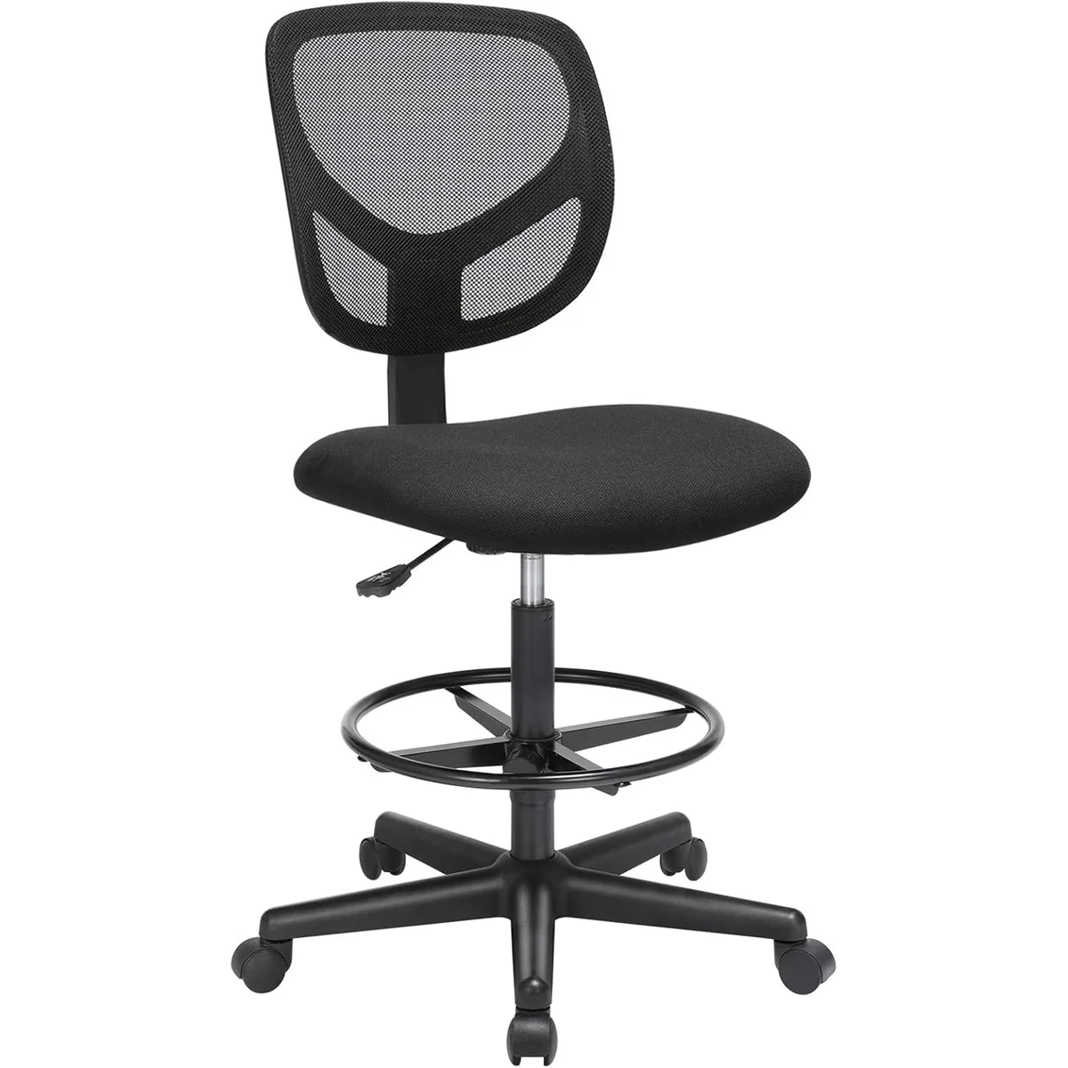 Scaun Birou Inalt Brius Fara Brate Suport Picioare Reglabil 64x64x117cm Negru