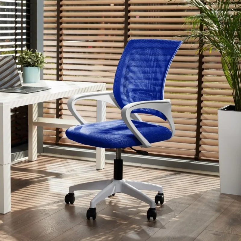 Scaun de Birou Jumi Smart Ergonomic Mesh Respirabil Baza Alba Albastru Reglabil